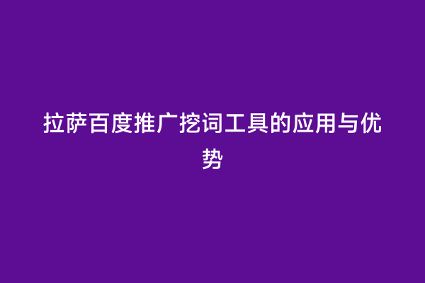拉萨百度推广挖词工具的应用与优势