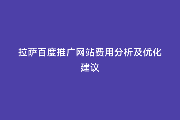 拉萨百度推广网站费用分析及优化建议