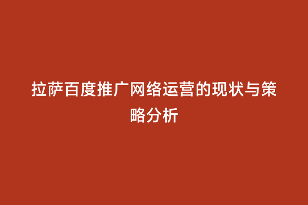 拉萨百度推广网络运营的现状与策略分析