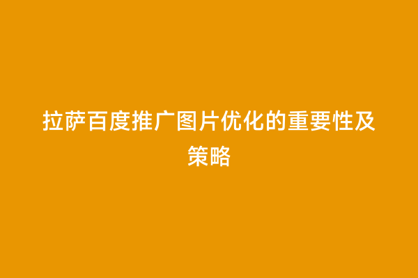 拉萨百度推广图片优化的重要性及策略