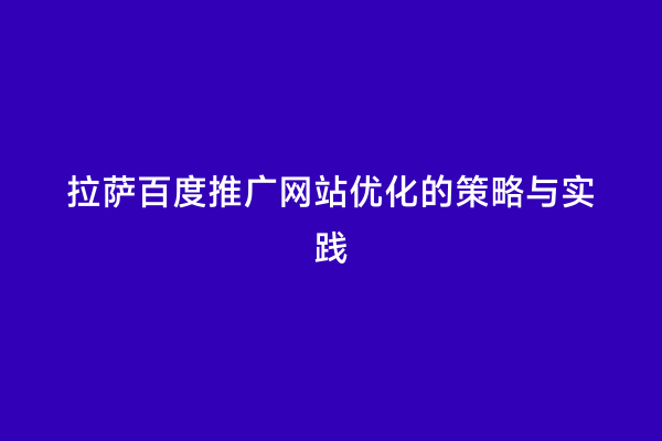 拉萨百度推广网站优化的策略与实践