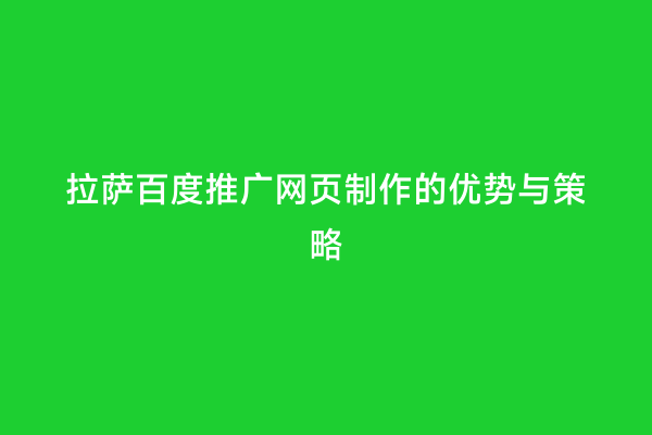 拉萨百度推广网页制作的优势与策略