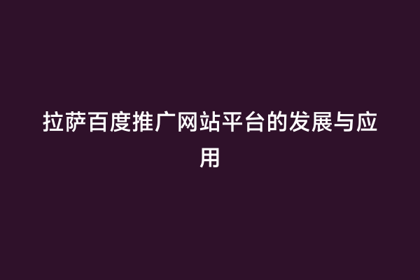 拉萨百度推广网站平台的发展与应用