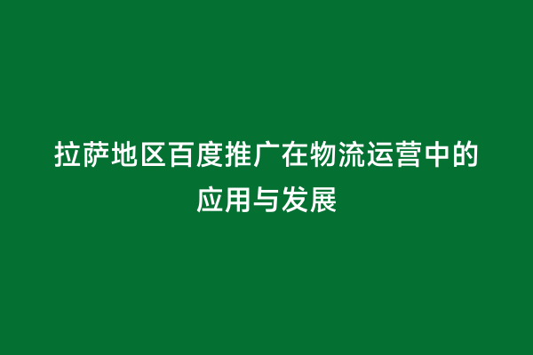 拉萨地区百度推广在物流运营中的应用与发展