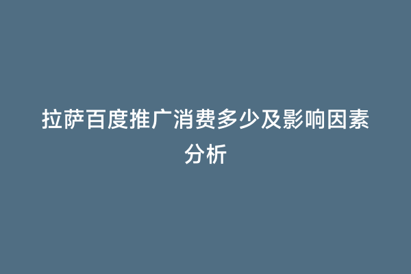 拉萨百度推广消费多少及影响因素分析