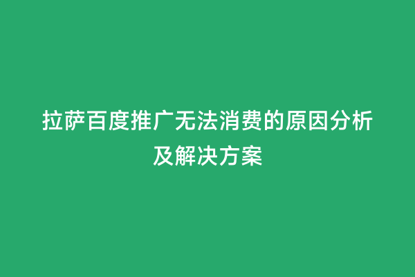 拉萨百度推广无法消费的原因分析及解决方案