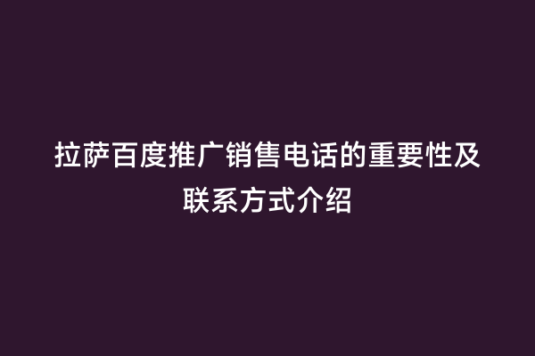 拉萨百度推广销售电话的重要性及联系方式介绍