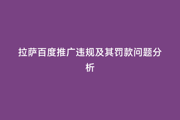 拉萨百度推广违规及其罚款问题分析