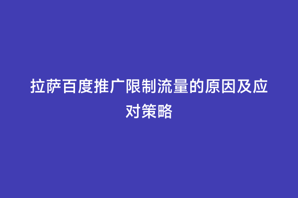 拉萨百度推广限制流量的原因及应对策略