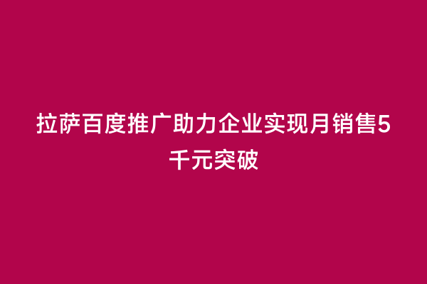 拉萨百度推广助力企业实现月销售5千元突破
