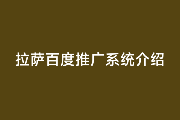 拉萨百度推广系统介绍
