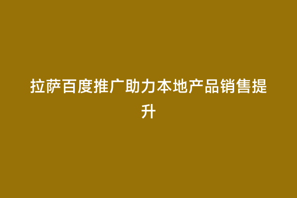 拉萨百度推广助力本地产品销售提升