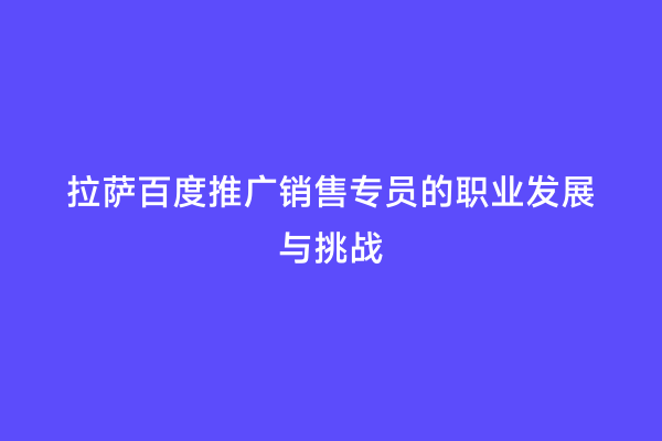 拉萨百度推广销售专员的职业发展与挑战
