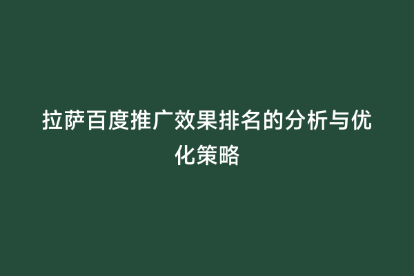 拉萨百度推广效果排名的分析与优化策略