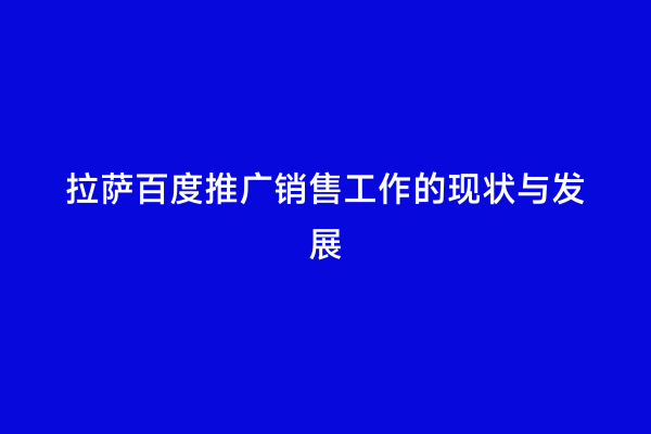 拉萨百度推广销售工作的现状与发展