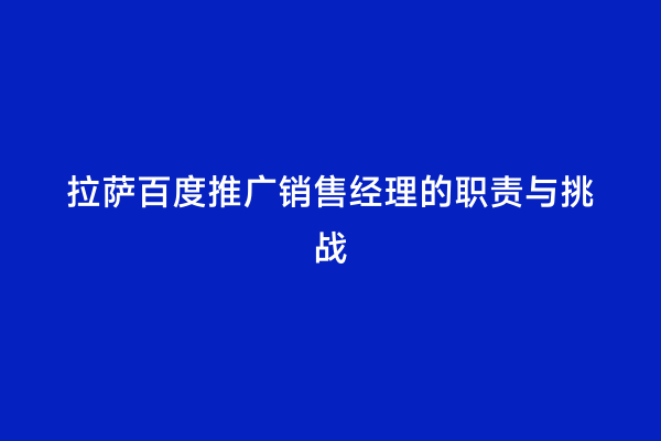 拉萨百度推广销售经理的职责与挑战