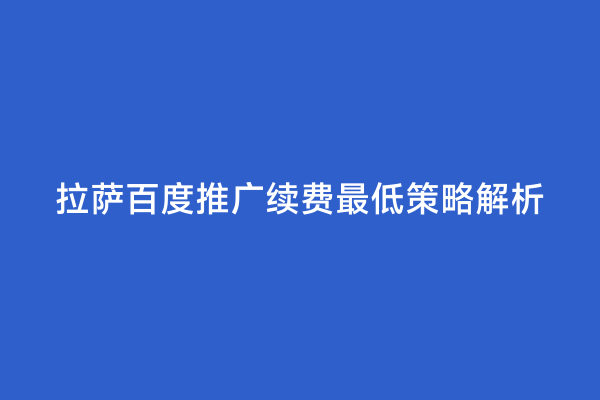 拉萨百度推广续费最低策略解析