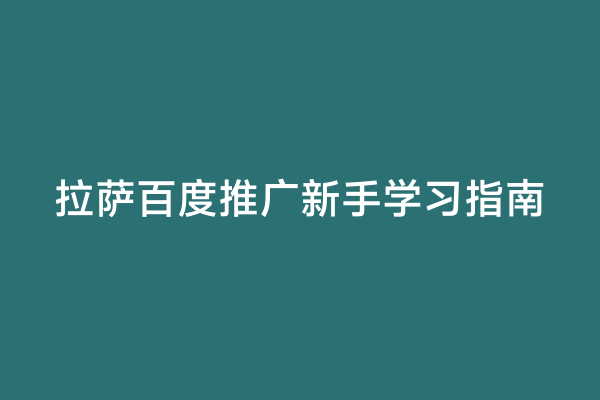 拉萨百度推广新手学习指南