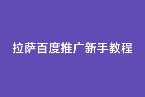 拉萨百度推广新手教程