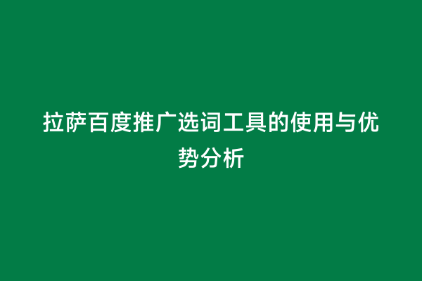 拉萨百度推广选词工具的使用与优势分析