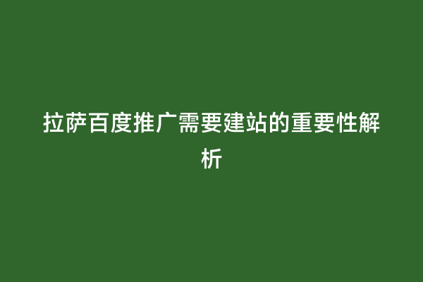 拉萨百度推广需要建站的重要性解析