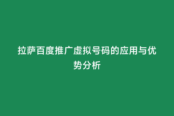 拉萨百度推广虚拟号码的应用与优势分析