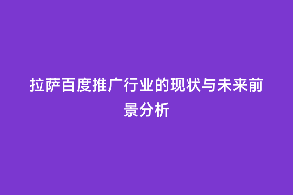 拉萨百度推广行业的现状与未来前景分析