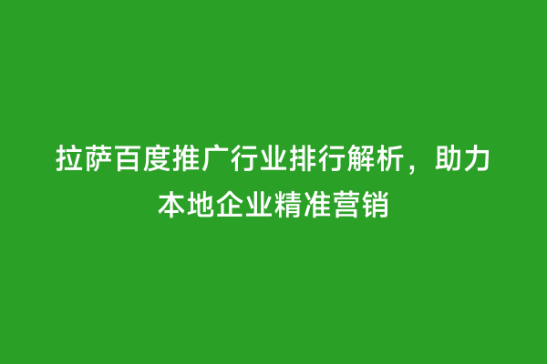 拉萨百度推广行业排行解析，助力本地企业精准营销
