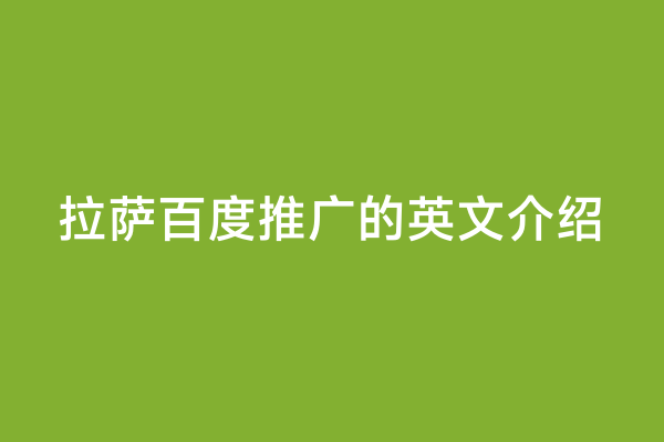 拉萨百度推广的英文介绍