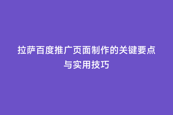 拉萨百度推广页面制作的关键要点与实用技巧