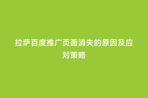 拉萨百度推广页面消失的原因及应对策略