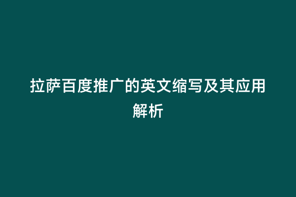 拉萨百度推广的英文缩写及其应用解析