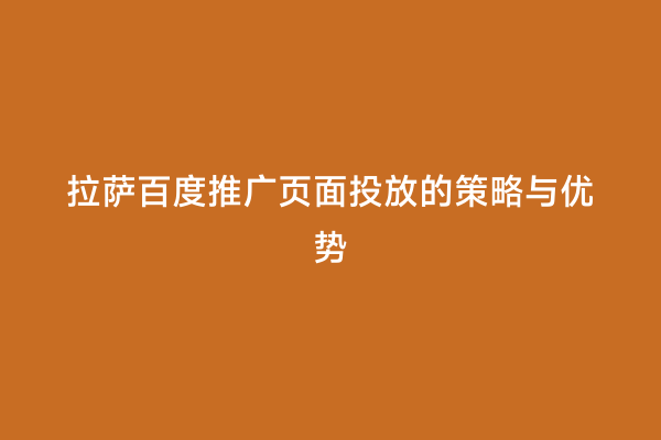 拉萨百度推广页面投放的策略与优势