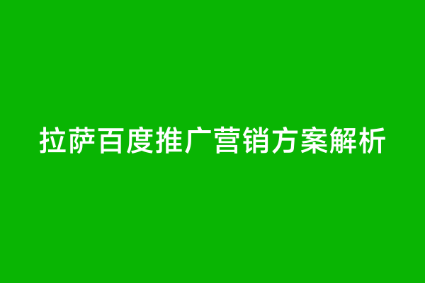 拉萨百度推广营销方案解析