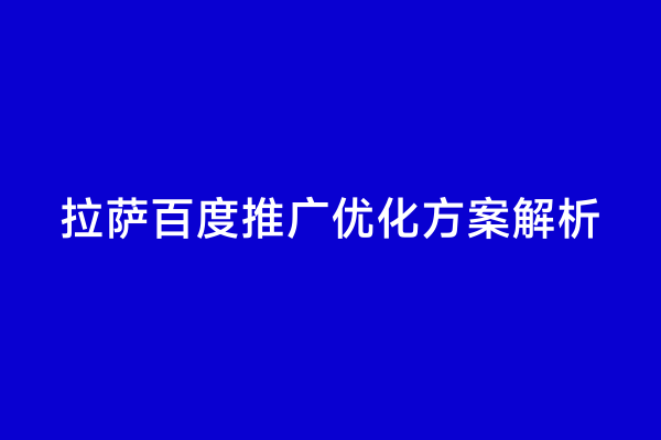 拉萨百度推广优化方案解析