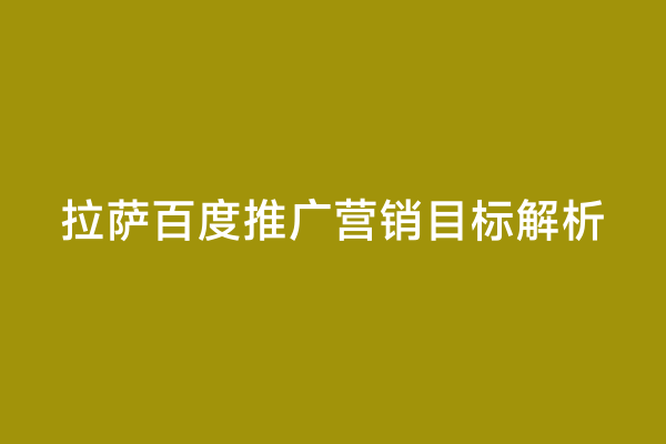 拉萨百度推广营销目标解析