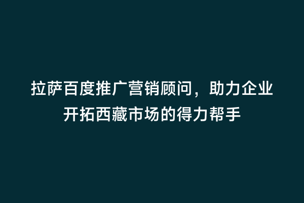 拉萨百度推广营销顾问，助力企业开拓西藏市场的得力帮手