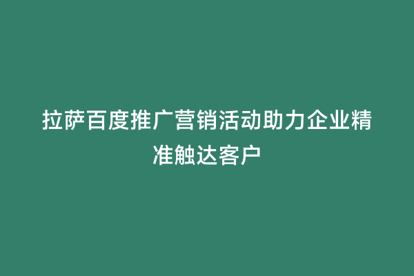 拉萨百度推广营销活动助力企业精准触达客户