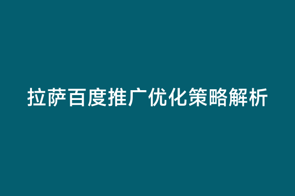拉萨百度推广优化策略解析
