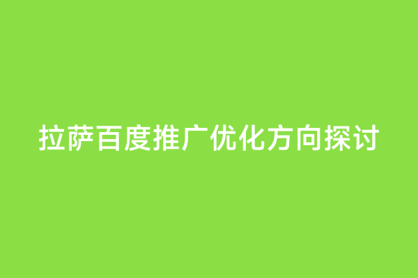 拉萨百度推广优化方向探讨