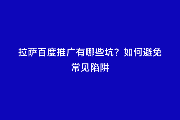 拉萨百度推广有哪些坑？如何避免常见陷阱