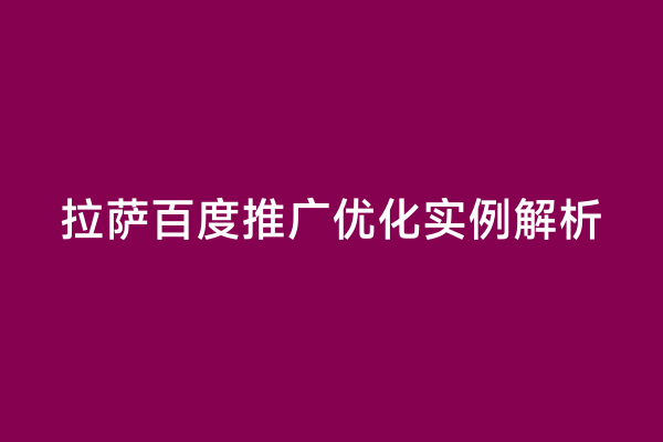 拉萨百度推广优化实例解析