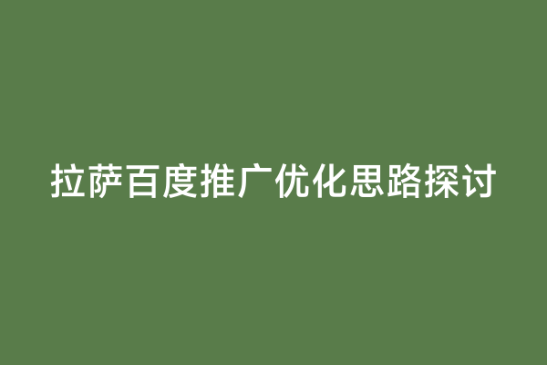 拉萨百度推广优化思路探讨
