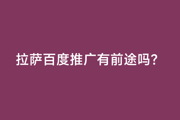 拉萨百度推广有前途吗？