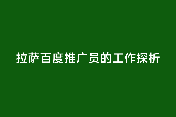 拉萨百度推广员的工作探析