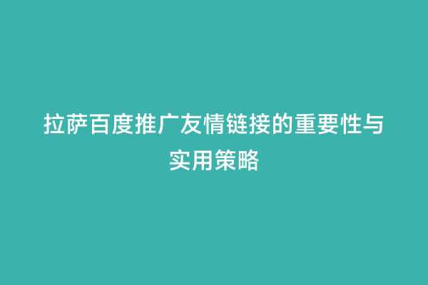 拉萨百度推广友情链接的重要性与实用策略