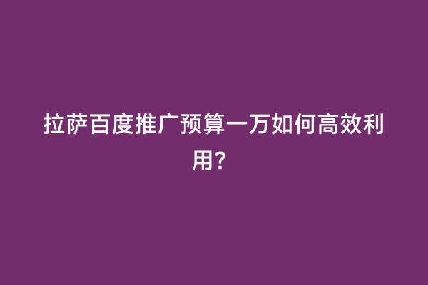 拉萨百度推广预算一万如何高效利用？
