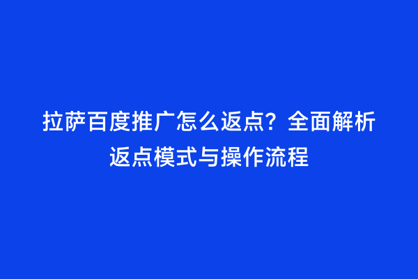 拉萨百度推广怎么返点？全面解析返点模式与操作流程