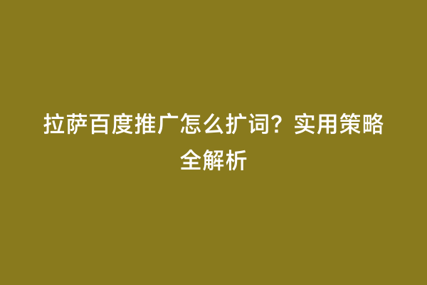 拉萨百度推广怎么扩词？实用策略全解析