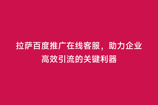 拉萨百度推广在线客服，助力企业高效引流的关键利器